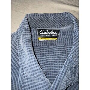 Cabela’s Mens XL Regular Blue Check Long Sleeve Button Up Shirt Point Collar